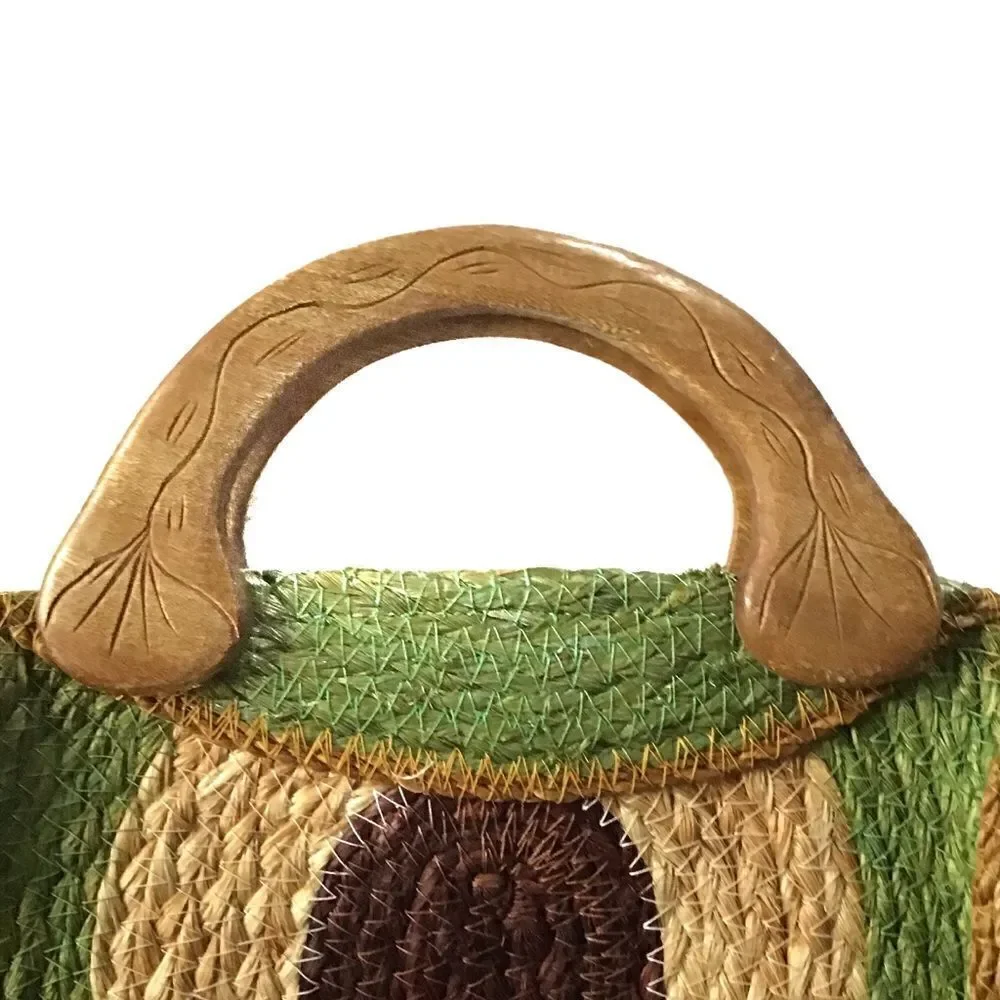 Vintage Dyed Woven Straw Hand Bag